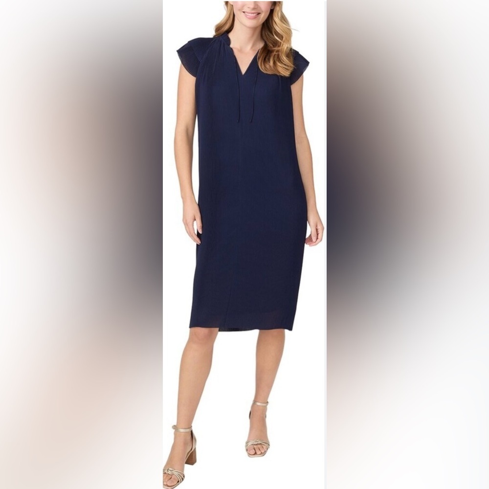 NWT J.McLaughlin Aisha Dress L – Navy Pleated Midi, Chic‎ & Effortless Style